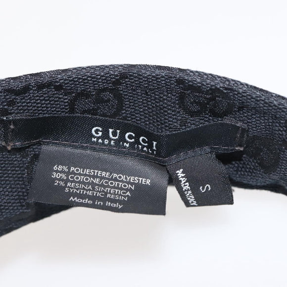GUCCI GG Canvas Web Sherry Line Sun Visor S Black Red Auth 121306