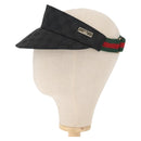 GUCCI GG Canvas Web Sherry Line Sun Visor S Black Red Auth 121306-3