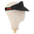 GUCCI GG Canvas Web Sherry Line Sun Visor S Black Red Auth 121306-4