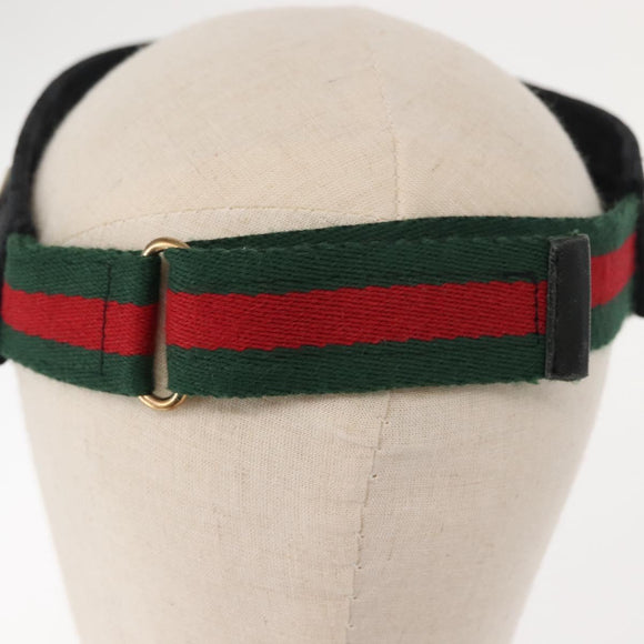 GUCCI GG Canvas Web Sherry Line Sun Visor S Black Red Auth 121306