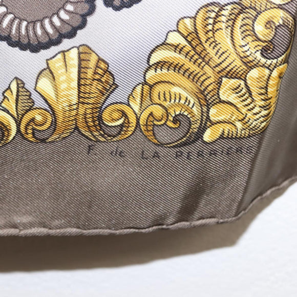 HERMES Carre 90 Scarf Silk Gray Auth 121309