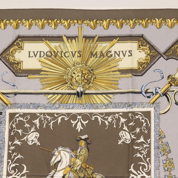 HERMES Carre 90 Scarf Silk Gray Auth 121309