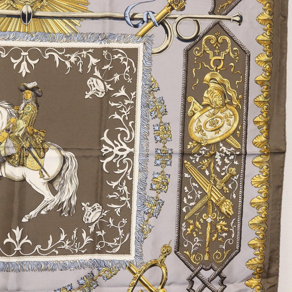 HERMES Carre 90 Scarf Silk Gray Auth 121309