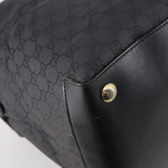 GUCCI GG Canvas Boston Bag Black Gold Auth 121312
