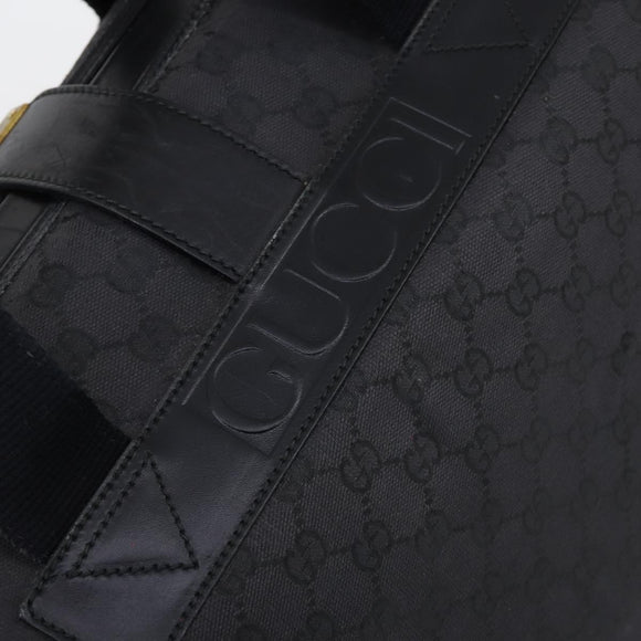 GUCCI GG Canvas Boston Bag Black Gold Auth 121312