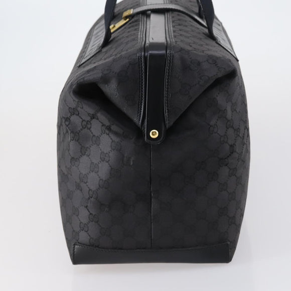 GUCCI GG Canvas Boston Bag Black Gold Auth 121312