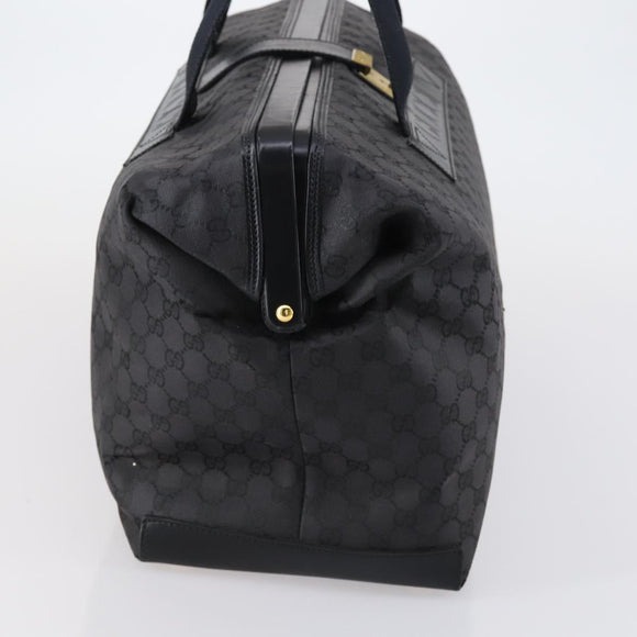 GUCCI GG Canvas Boston Bag Black Gold Auth 121312