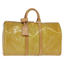 LOUIS VUITTON Monogram Vernis Mercer Boston Bag Beige M91000 LV Auth 121313-1