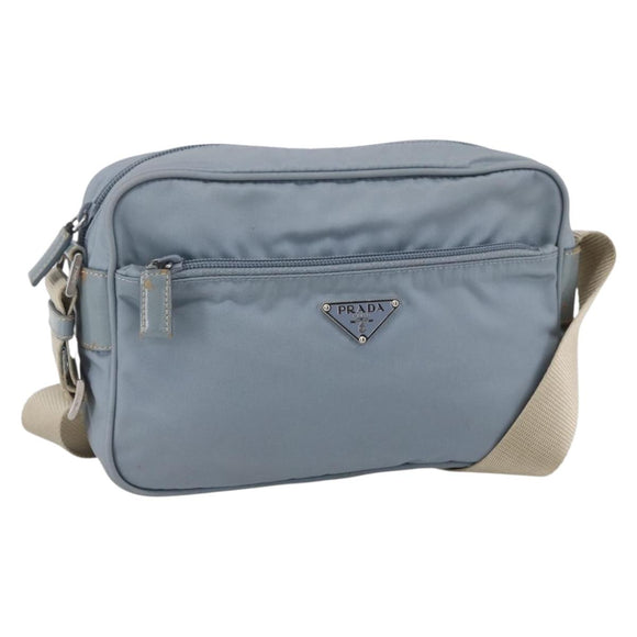 PRADA Shoulder Bag Nylon Light Blue Silver Auth 121317