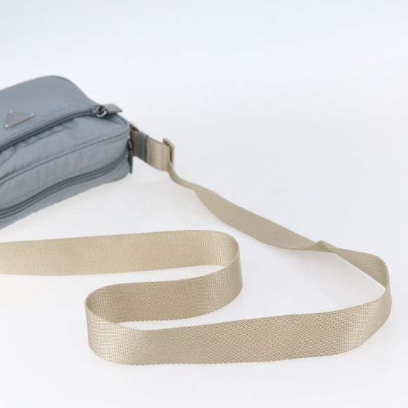 PRADA Shoulder Bag Nylon Light Blue Silver Auth 121317