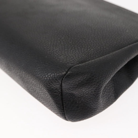 CHANEL Pouch Caviar Skin Black Gold CC Auth 121318