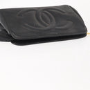 CHANEL Pouch Caviar Skin Black Gold CC Auth 121318-5