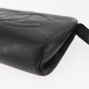 CHANEL Pouch Caviar Skin Black Gold CC Auth 121318-8