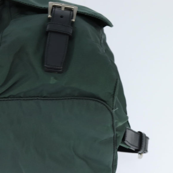 PRADA Backpack Nylon Khaki Silver Auth 121319