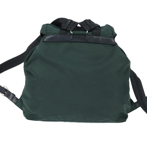 PRADA Backpack Nylon Khaki Silver Auth 121319