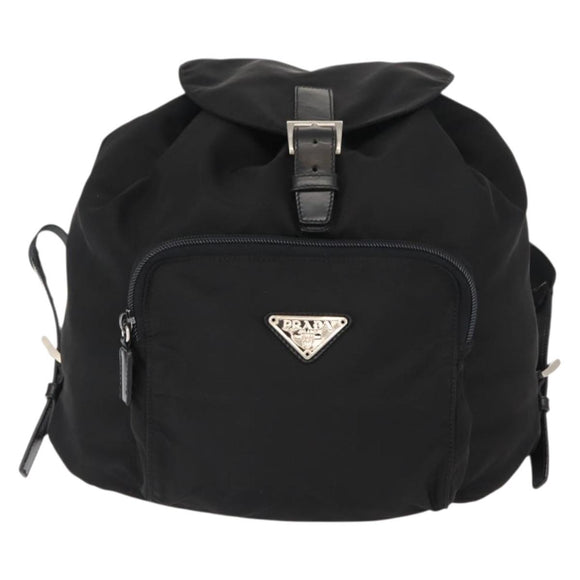 PRADA Backpack Nylon Black Silver Auth 121320