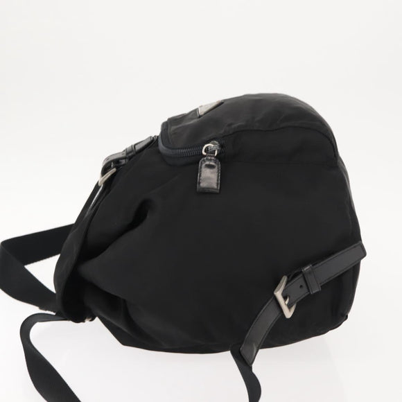 PRADA Backpack Nylon Black Silver Auth 121320