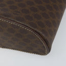 CELINE Macadam Canvas Vanity Pouch PVC Leather Brown Gold Auth 121321-14