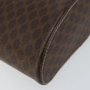 CELINE Macadam Canvas Vanity Pouch PVC Leather Brown Gold Auth 121321-15