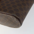 CELINE Macadam Canvas Vanity Pouch PVC Leather Brown Gold Auth 121321-16
