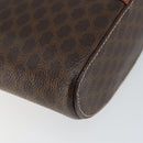 CELINE Macadam Canvas Vanity Pouch PVC Leather Brown Gold Auth 121321-9