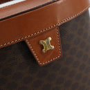 CELINE Macadam Canvas Vanity Pouch PVC Leather Brown Gold Auth 121321-17
