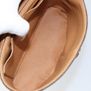 CELINE Macadam Canvas Vanity Pouch PVC Leather Brown Gold Auth 121321-11