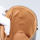 CELINE Macadam Canvas Vanity Pouch PVC Leather Brown Gold Auth 121321-19