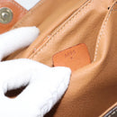 CELINE Macadam Canvas Vanity Pouch PVC Leather Brown Gold Auth 121321-12