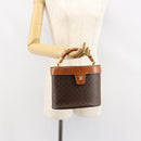 CELINE Macadam Canvas Vanity Pouch PVC Leather Brown Gold Auth 121321-22