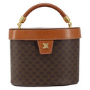 CELINE Macadam Canvas Vanity Pouch PVC Leather Brown Gold Auth 121321-13