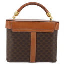 CELINE Macadam Canvas Vanity Pouch PVC Leather Brown Gold Auth 121321-2