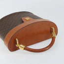 CELINE Macadam Canvas Vanity Pouch PVC Leather Brown Gold Auth 121321-6