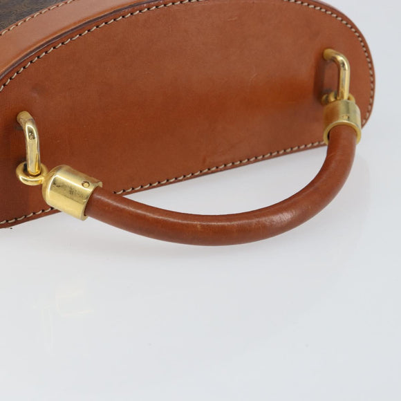 CELINE Macadam Canvas Vanity Pouch PVC Leather Brown Gold Auth 121321