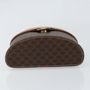 CELINE Macadam Canvas Vanity Pouch PVC Leather Brown Gold Auth 121321-5