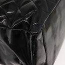 CHANEL Chain Tote Bag Enamel Black Silver CC Auth 121328V-10