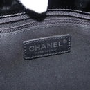 CHANEL Chain Tote Bag Enamel Black Silver CC Auth 121328V-17