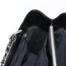 CHANEL Chain Tote Bag Enamel Black Silver CC Auth 121328V-18
