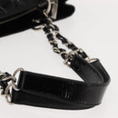 CHANEL Chain Tote Bag Enamel Black Silver CC Auth 121328V-8
