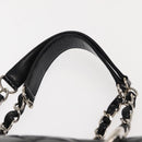 CHANEL Chain Tote Bag Enamel Black Silver CC Auth 121328V-9