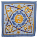 HERMES Carre 140 Scarf Silk Cashmere Light Blue Auth 121330V-1