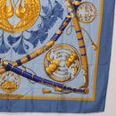 HERMES Carre 140 Scarf Silk Cashmere Light Blue Auth 121330V-10