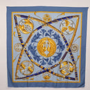 HERMES Carre 140 Scarf Silk Cashmere Light Blue Auth 121330V-13
