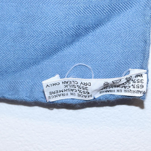 HERMES Carre 140 Scarf Silk Cashmere Light Blue Auth 121330V