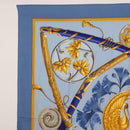 HERMES Carre 140 Scarf Silk Cashmere Light Blue Auth 121330V-2