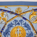 HERMES Carre 140 Scarf Silk Cashmere Light Blue Auth 121330V-3