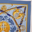 HERMES Carre 140 Scarf Silk Cashmere Light Blue Auth 121330V-4