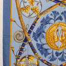 HERMES Carre 140 Scarf Silk Cashmere Light Blue Auth 121330V-5