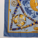 HERMES Carre 140 Scarf Silk Cashmere Light Blue Auth 121330V-8