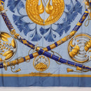 HERMES Carre 140 Scarf Silk Cashmere Light Blue Auth 121330V-9